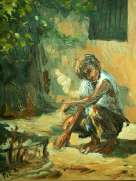 Kauernder Knabe